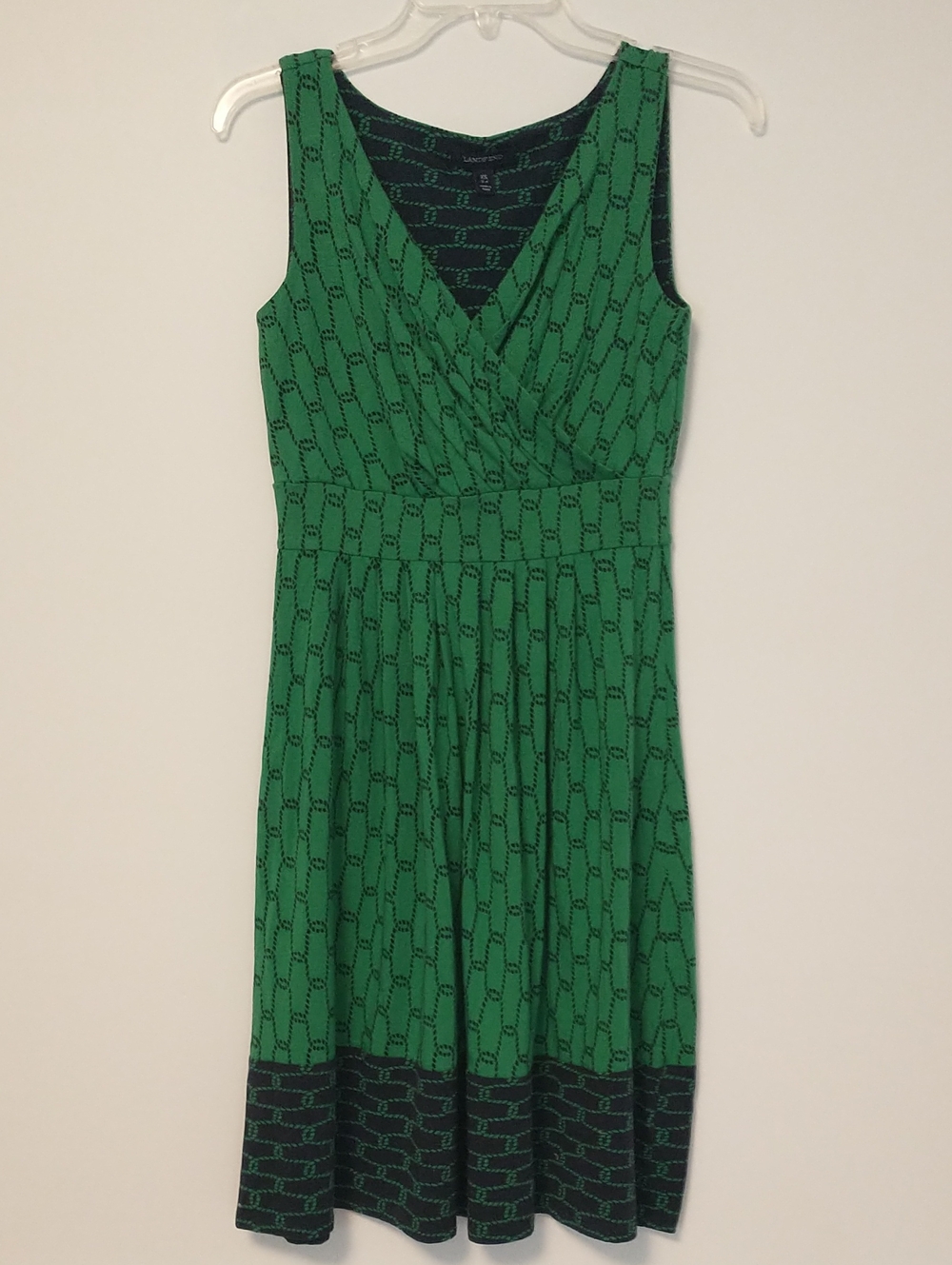 Lands' End Surplice Pleat Front Nautical Print Sleeveless Dress XSmall 2-4